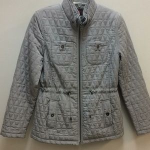Gallery Sz M Grey Gray quilted zip jacket